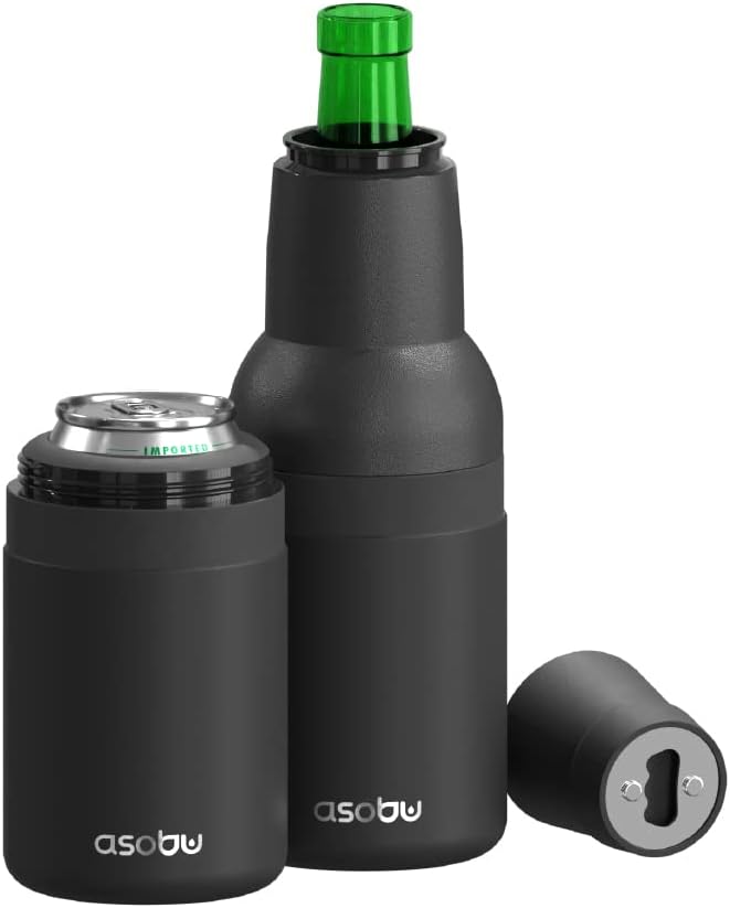 Beer 2 Go Vacuum Insulated Double Walled Stainless Steel Beer Can and Bottle Cooler with Beer Opener Eco Friendly and Bpa Free