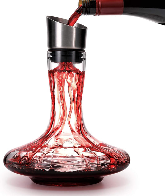 Wine Decanter Built-in Aerator Pourer, Wine Carafe Red Wine Decanter,100% Lead-free Crystal Glass, Wine Hand-held Aerator,